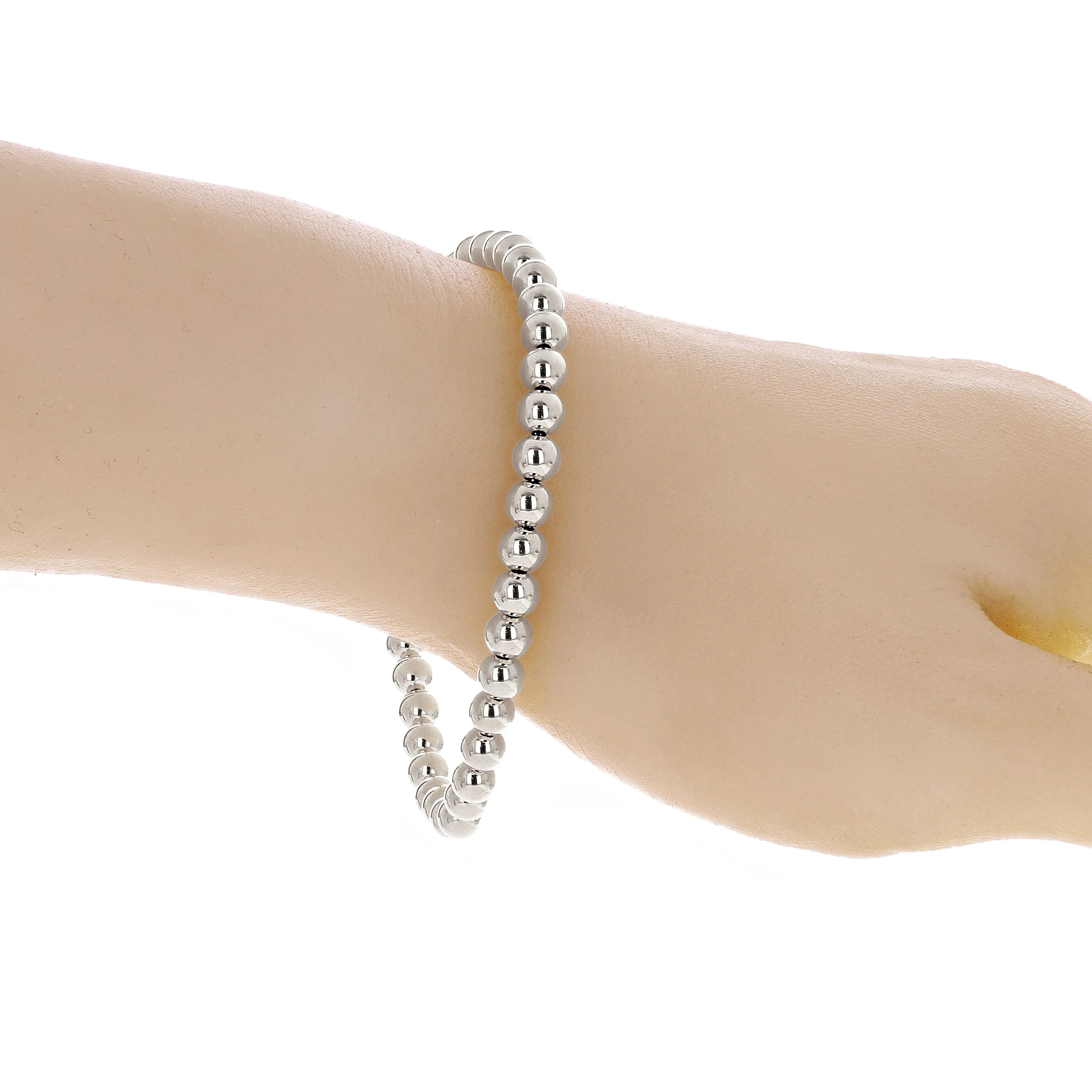 Italian 14k Yellow or White Gold Hollow Ball Bead Bracelet 8" 5mm 3.4 grams