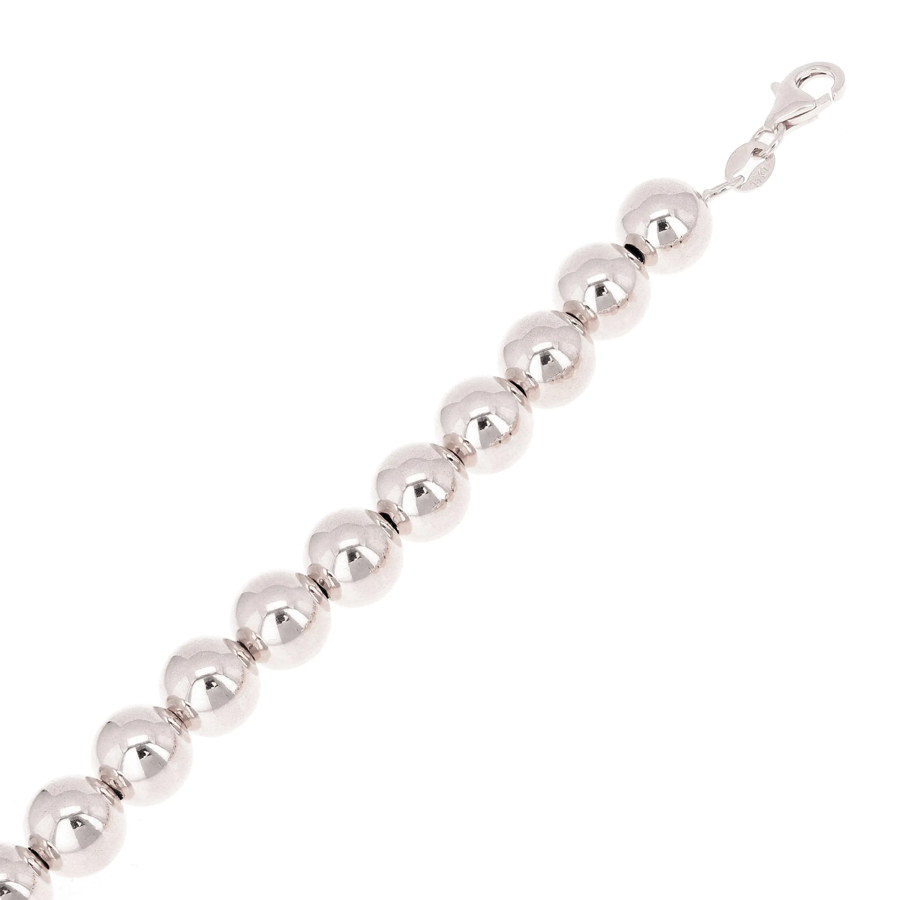 Italian 14k Yellow White or Rose Gold Hollow Ball Bead Bracelet 8" 8mm 8.1 grams