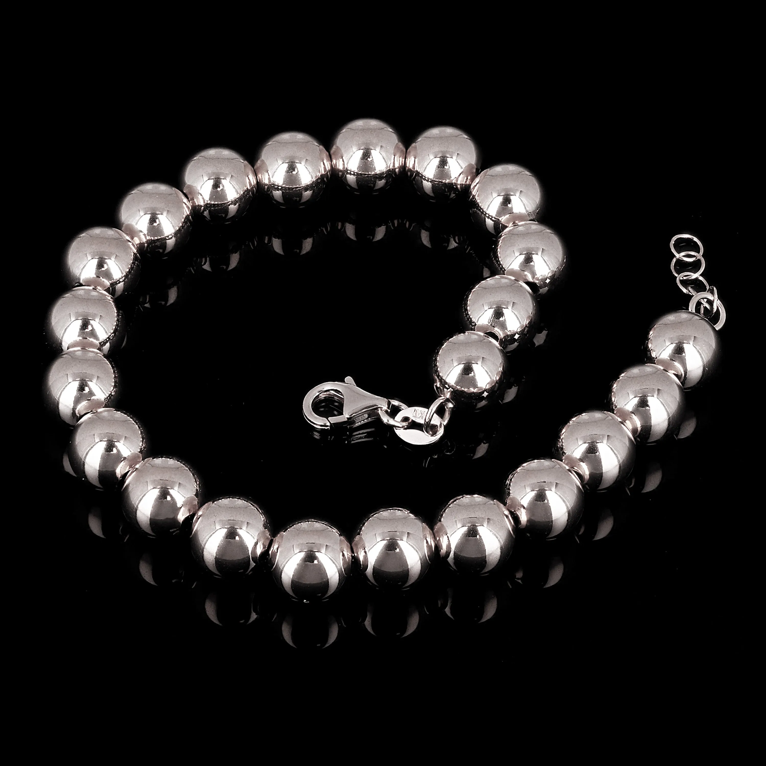 Italian 14k Yellow White or Rose Gold Hollow Ball Bead Bracelet 8" 8mm 8.1 grams
