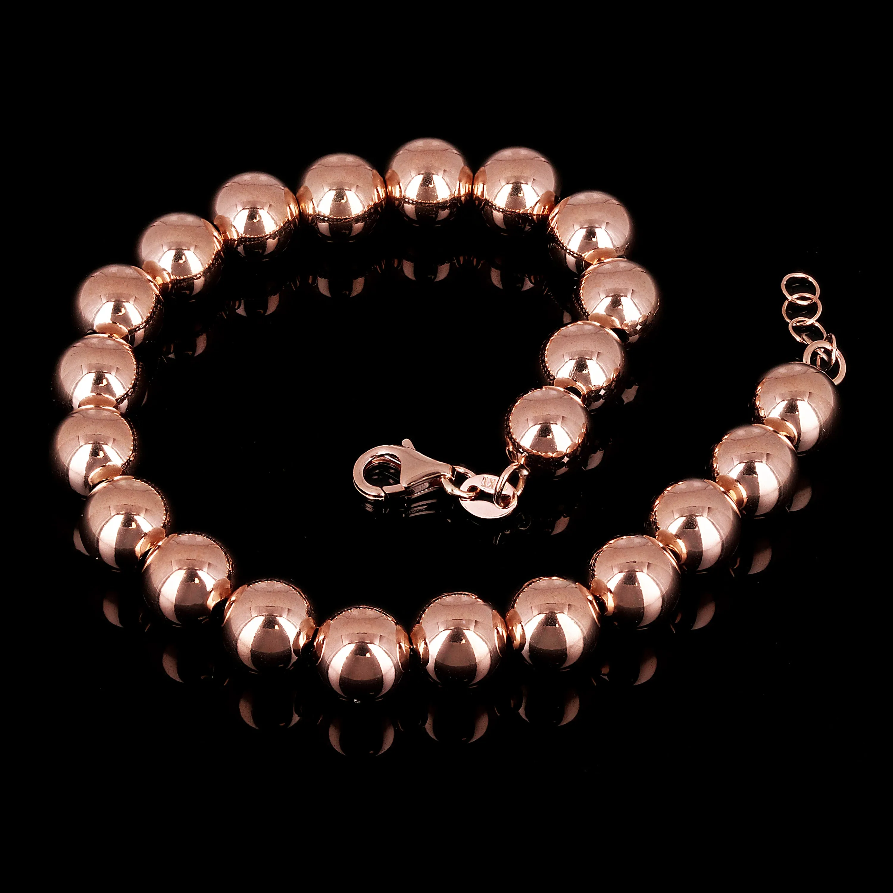 Italian 14k Yellow White or Rose Gold Hollow Ball Bead Bracelet 8" 8mm 8.1 grams