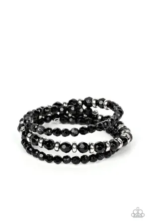 It's a Vibe - Black - Faceted Bead Paparazzi Coil Bracelet