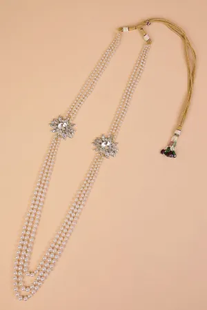 Ivory Floral Three Layered Pearl Mala