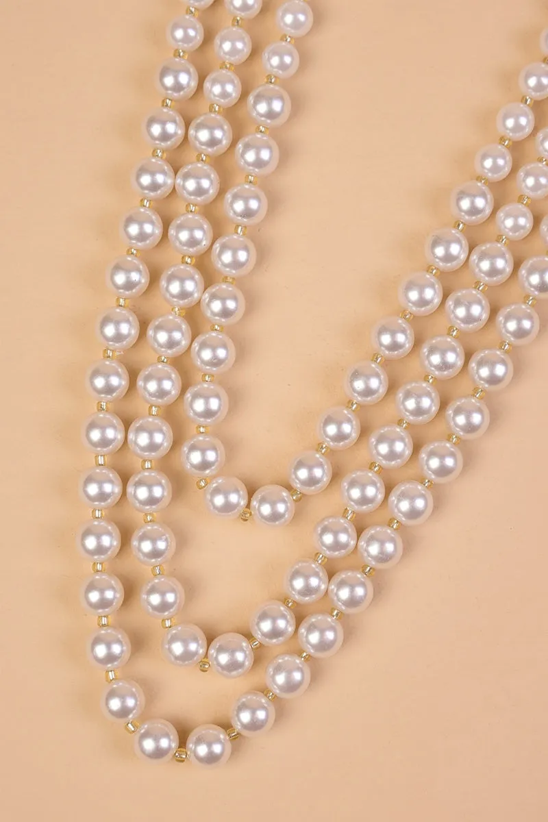 Ivory Floral Three Layered Pearl Mala