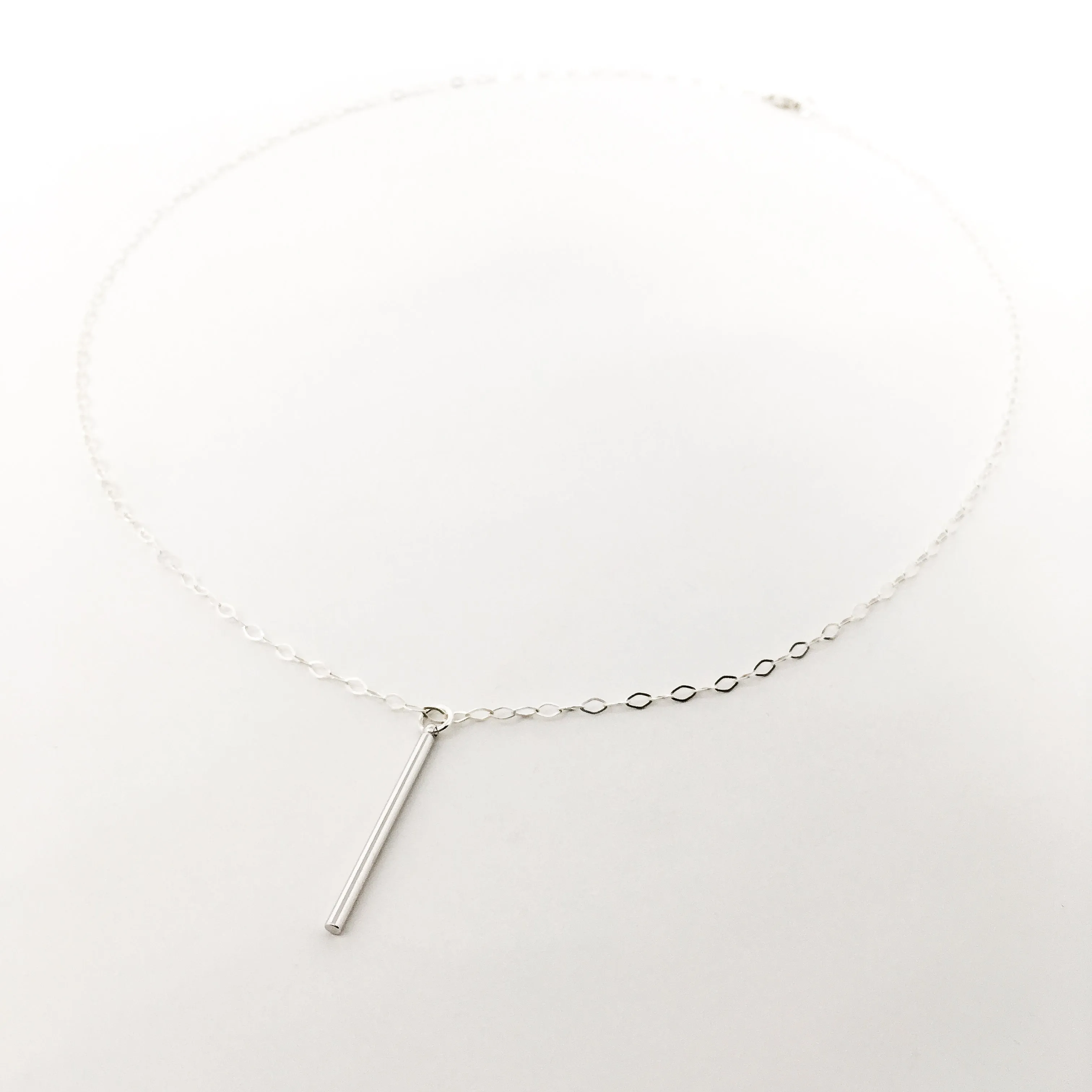 Izzie Long Bar Necklace | Silver