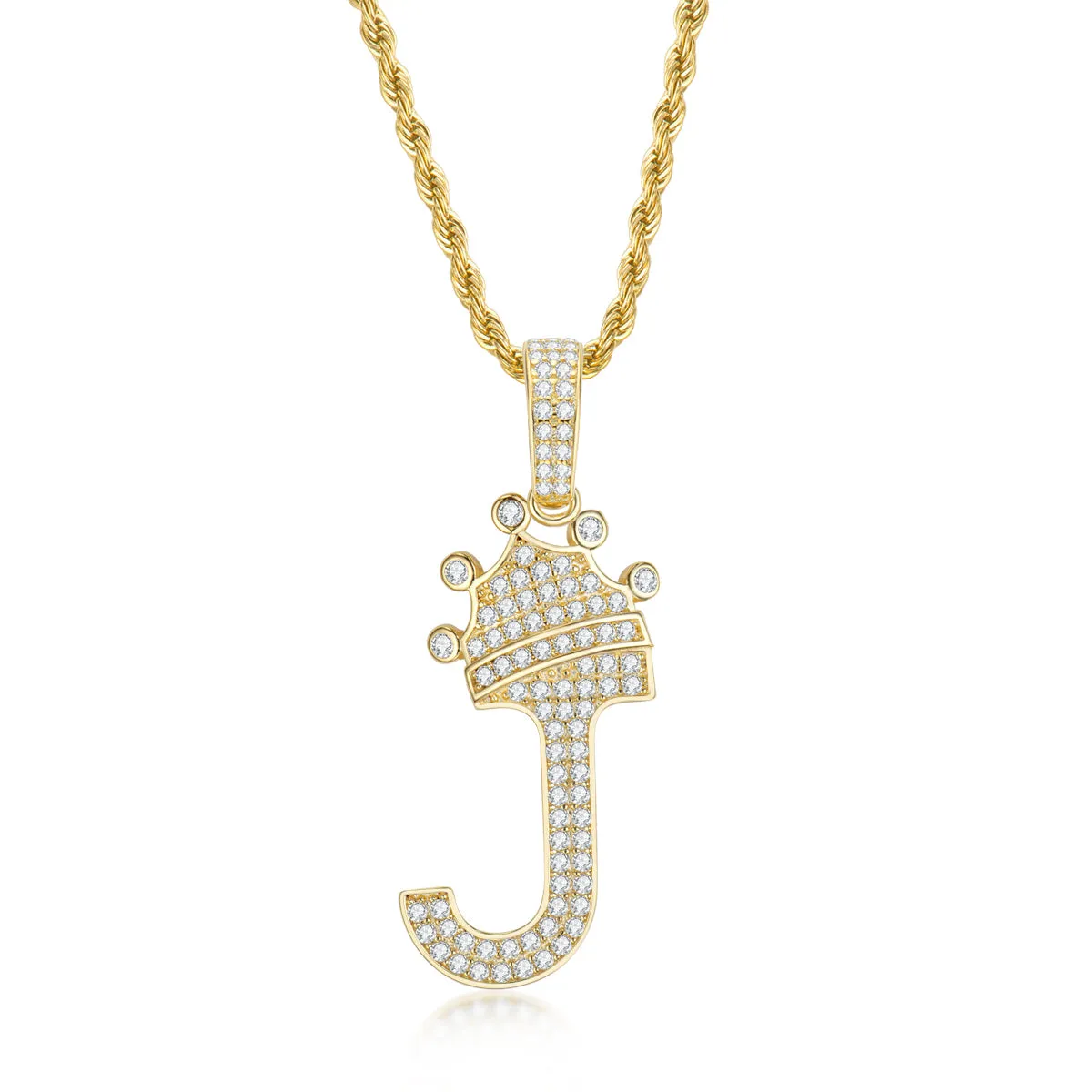 J Letter Pendant 3mm Rope Chain 24inch Initial Necklace