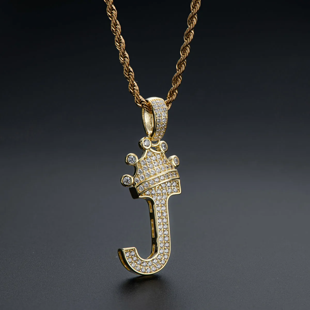 J Letter Pendant 3mm Rope Chain 24inch Initial Necklace