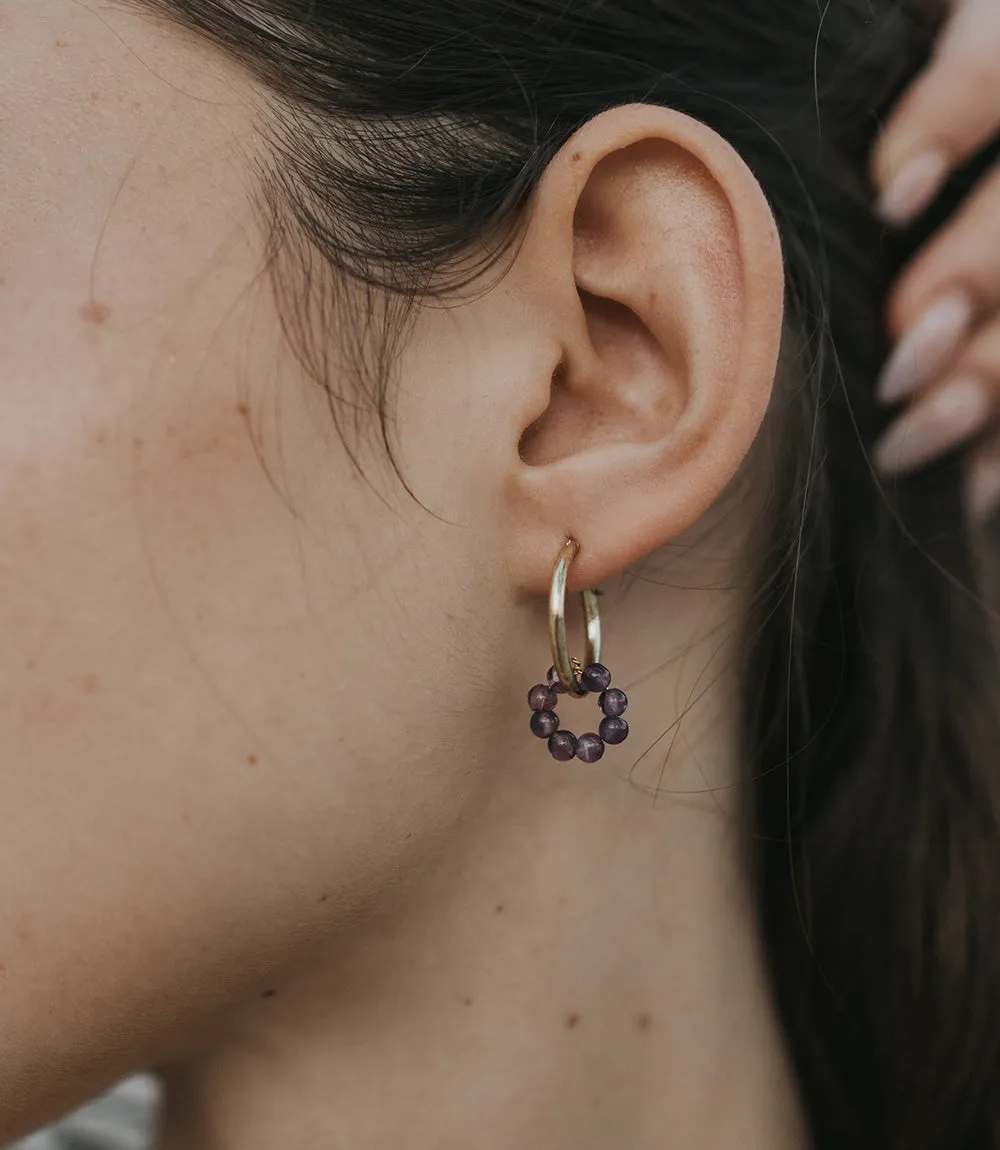 Jambumani Amethyst Small Gold Hoop Earrings