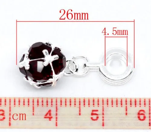 January Birthstone Dangle European Bead Compatible for Most European Snake Chain Charm Bracelet