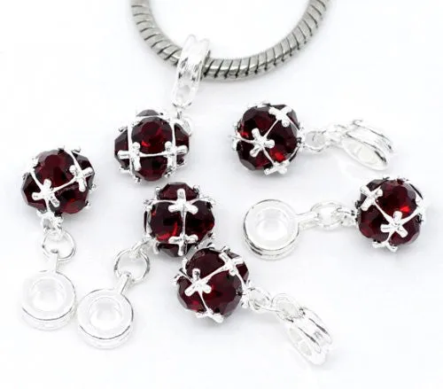 January Birthstone Dangle European Bead Compatible for Most European Snake Chain Charm Bracelet