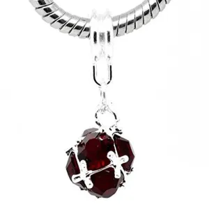 January Birthstone Dangle European Bead Compatible for Most European Snake Chain Charm Bracelet