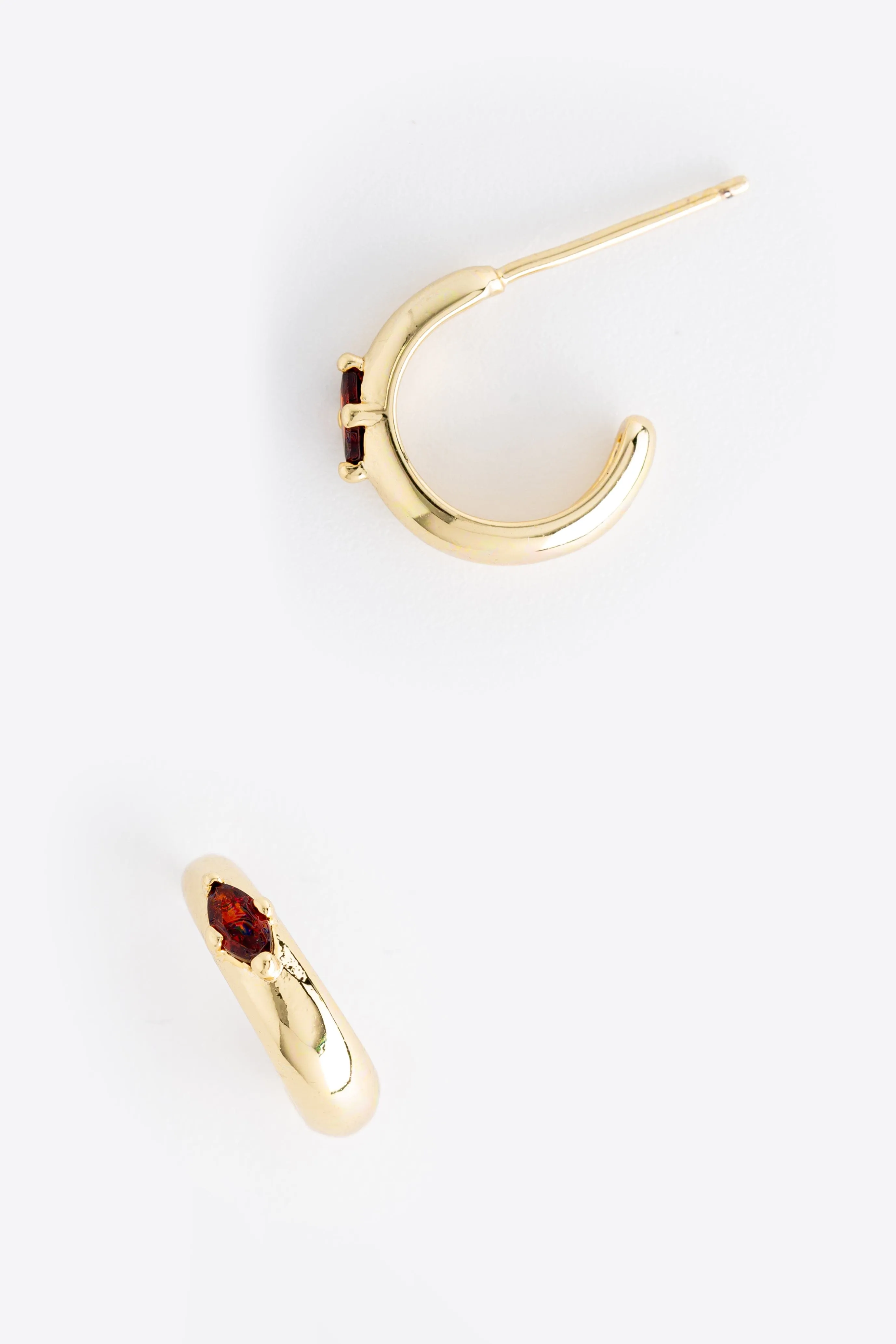 January Garnet J-Hoop Earrings
