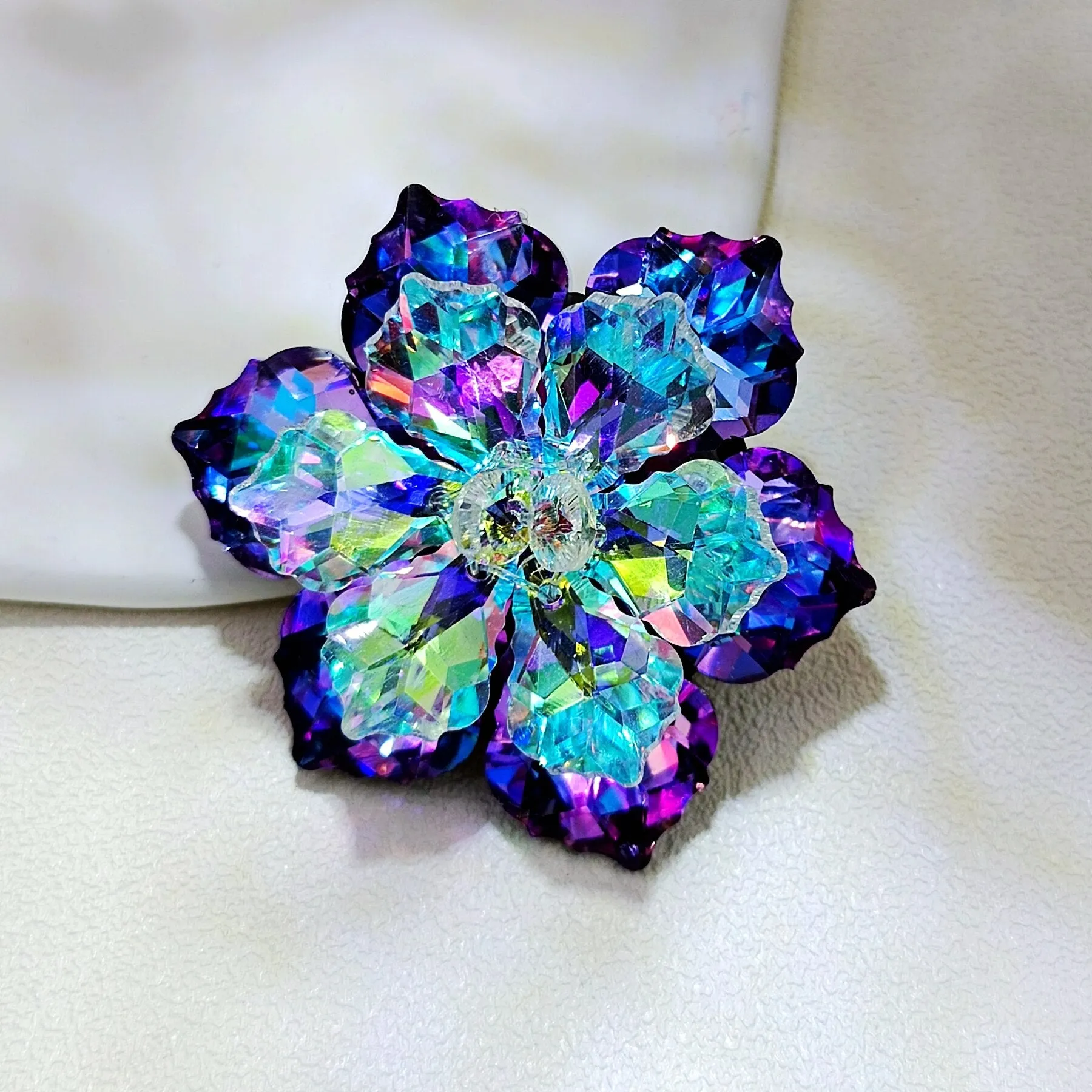 Jewelblings Shining Beads Lavender Aurora Crystalline Floral Brooches & Pins
