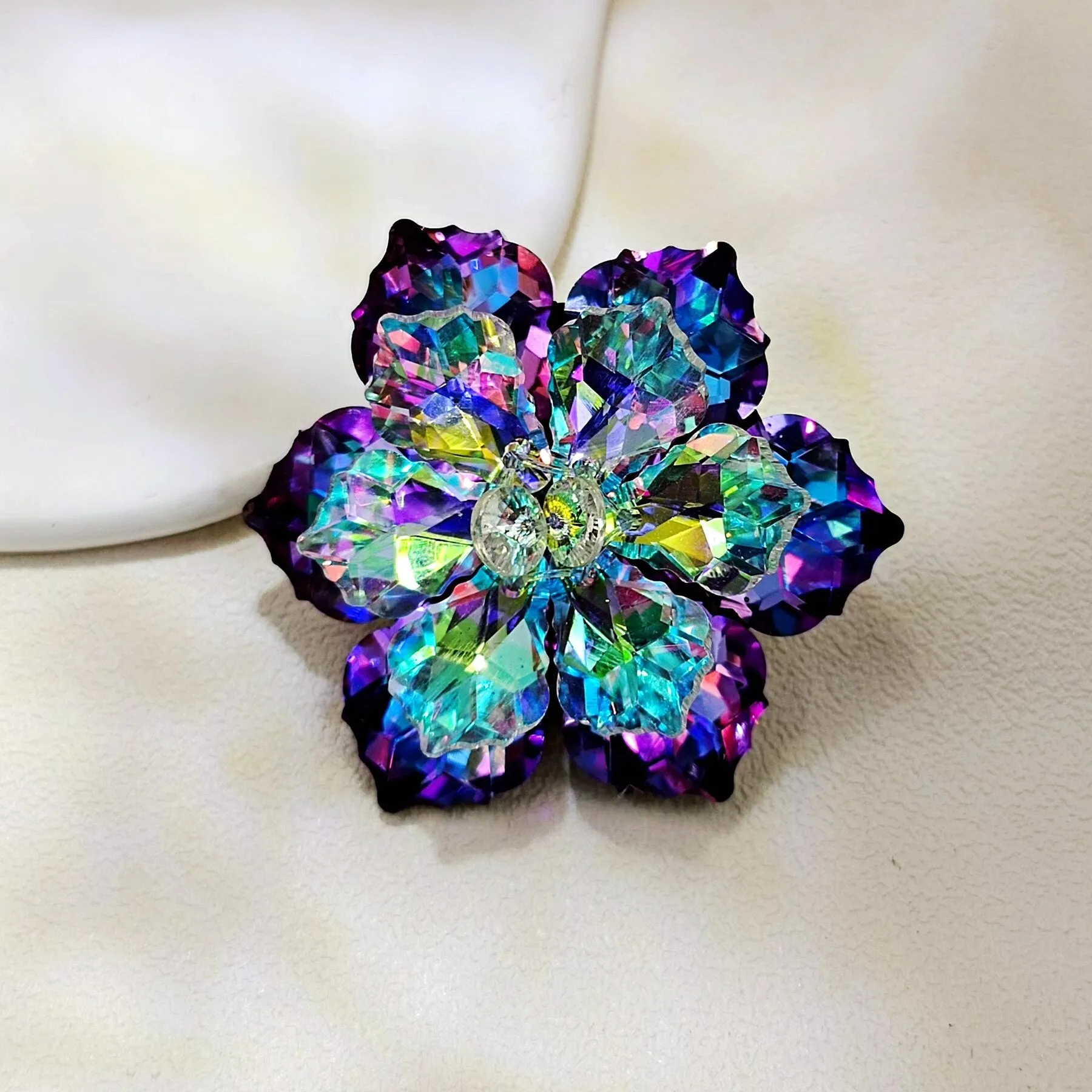 Jewelblings Shining Beads Lavender Aurora Crystalline Floral Brooches & Pins