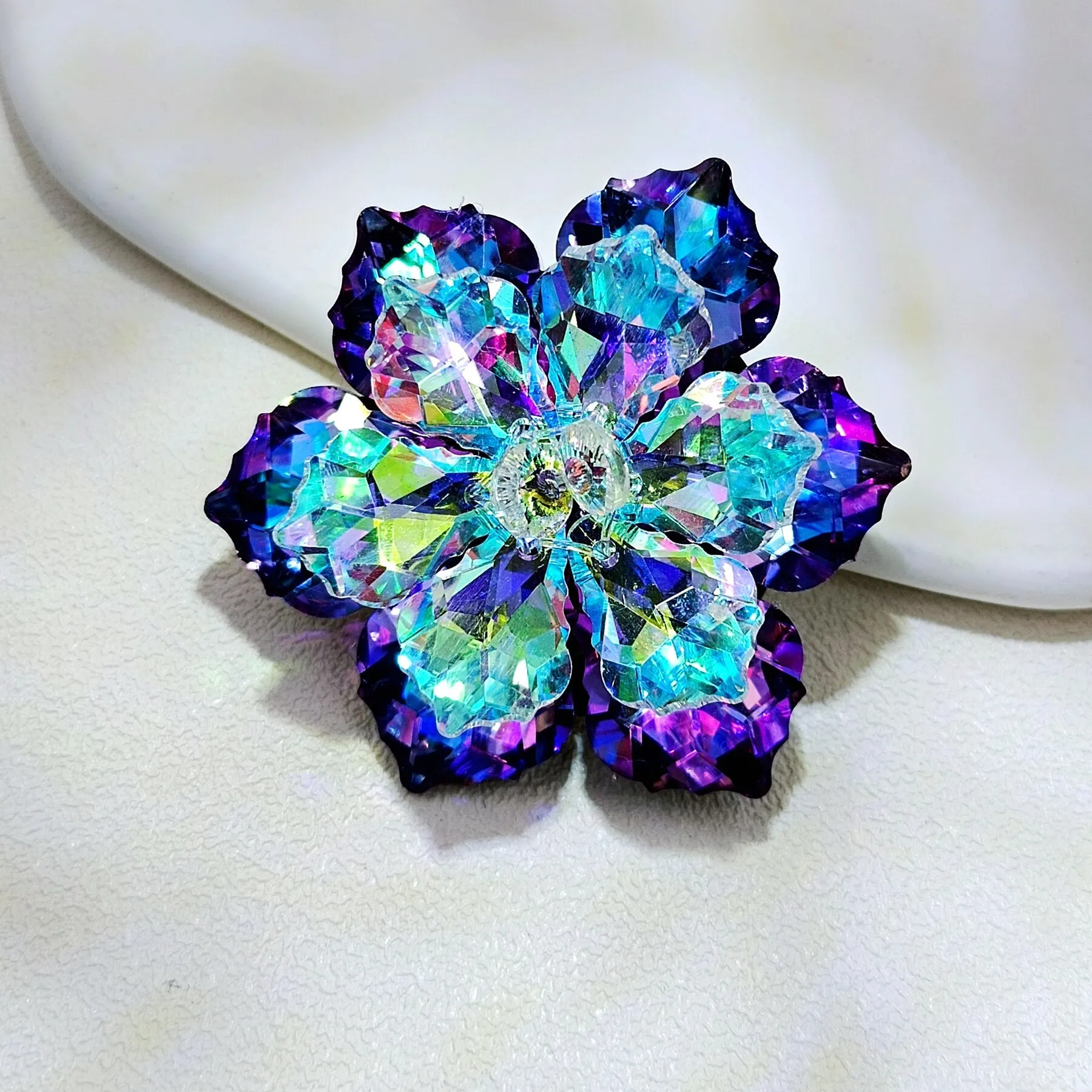 Jewelblings Shining Beads Lavender Aurora Crystalline Floral Brooches & Pins