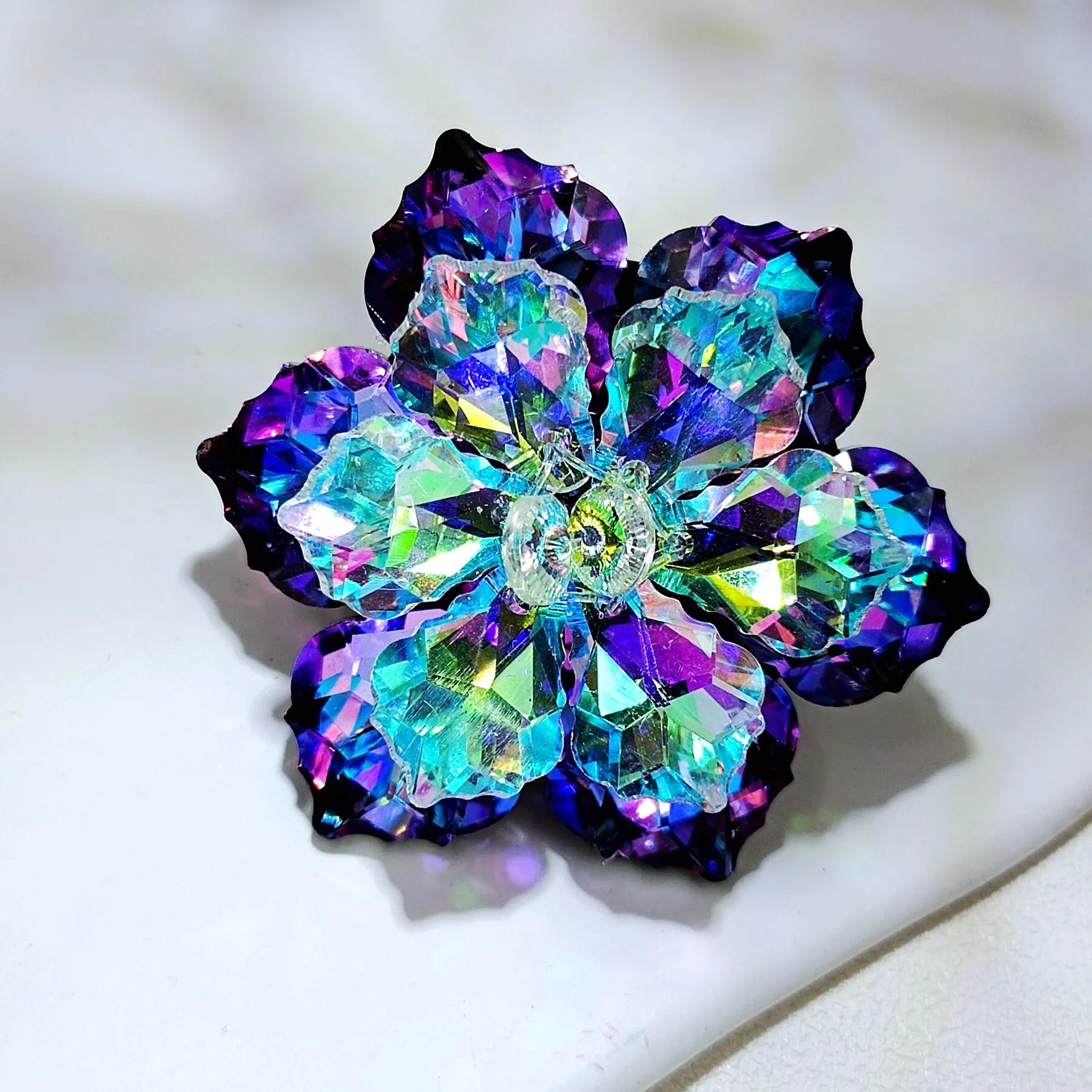 Jewelblings Shining Beads Lavender Aurora Crystalline Floral Brooches & Pins
