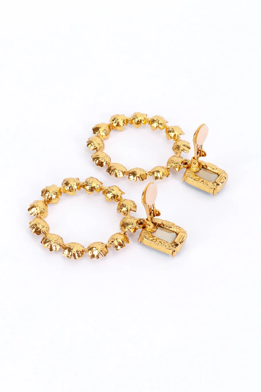 Jeweled Flower Hoop Drop Earrings