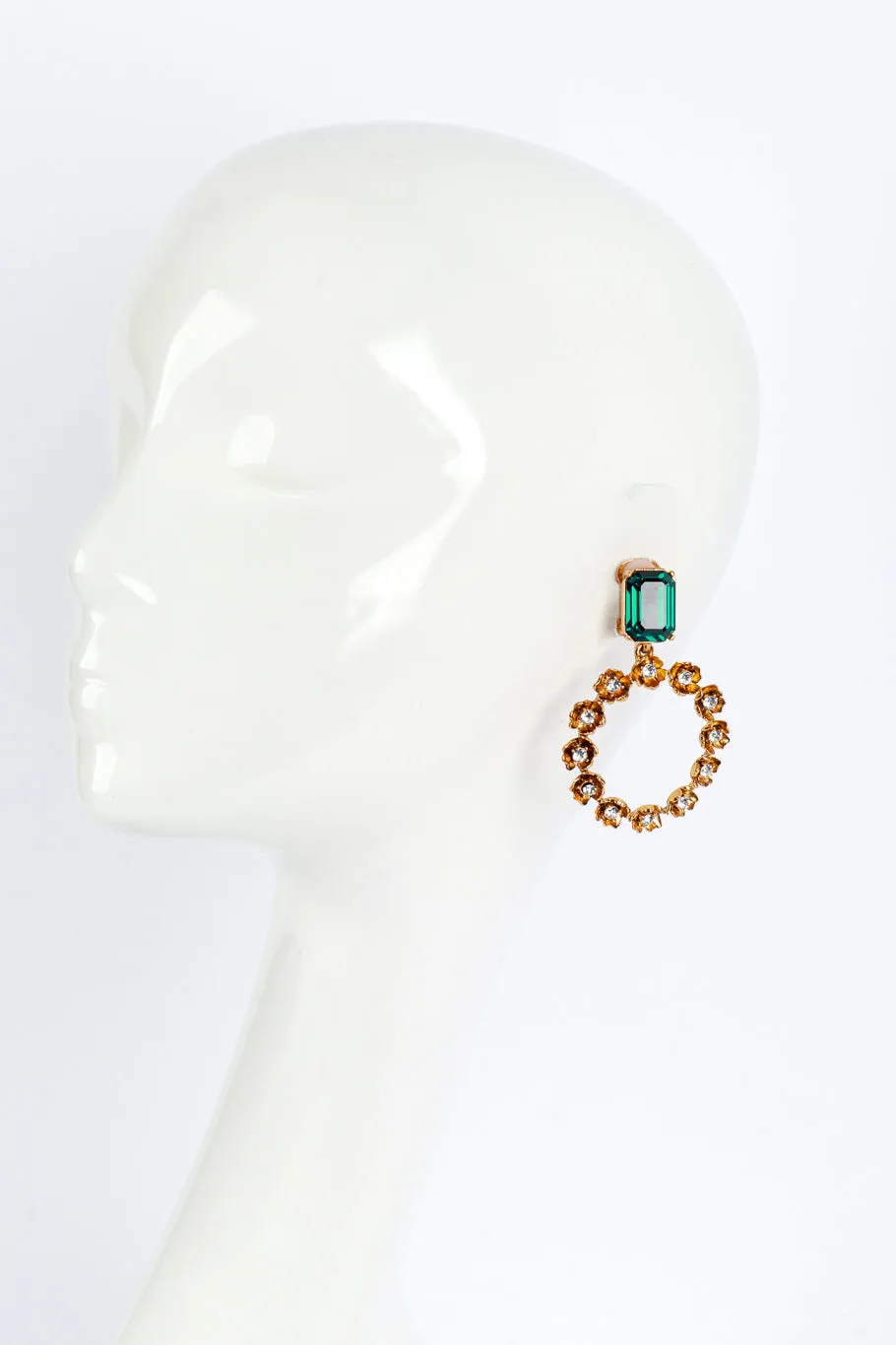 Jeweled Flower Hoop Drop Earrings