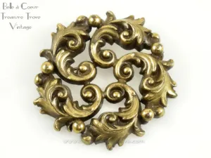 Joseff of Hollywood Rococo Russian Gold Tone Brooch Vintage 1940s