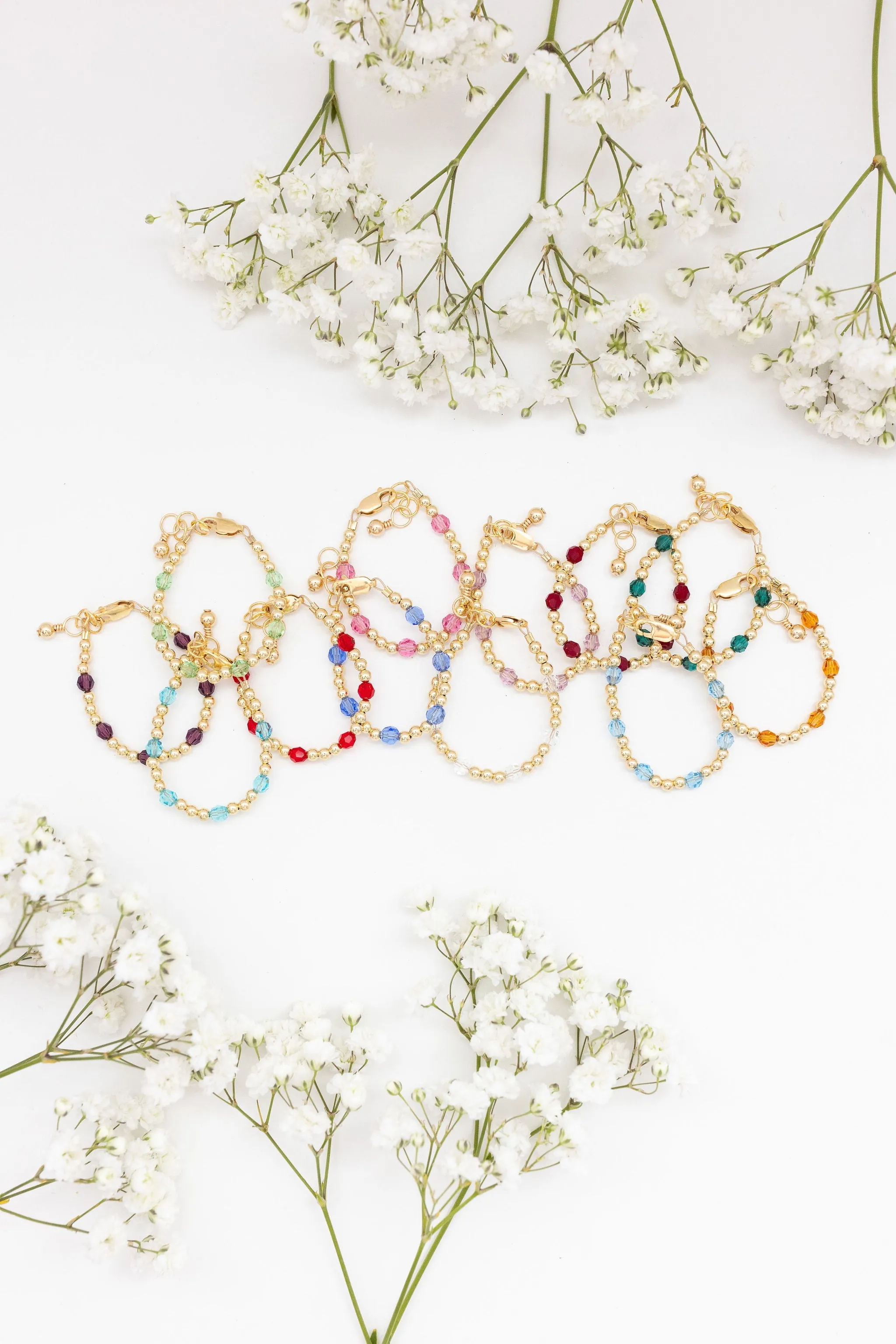 July Birthstone Dotted Bracelet (3MM   4MM beads)