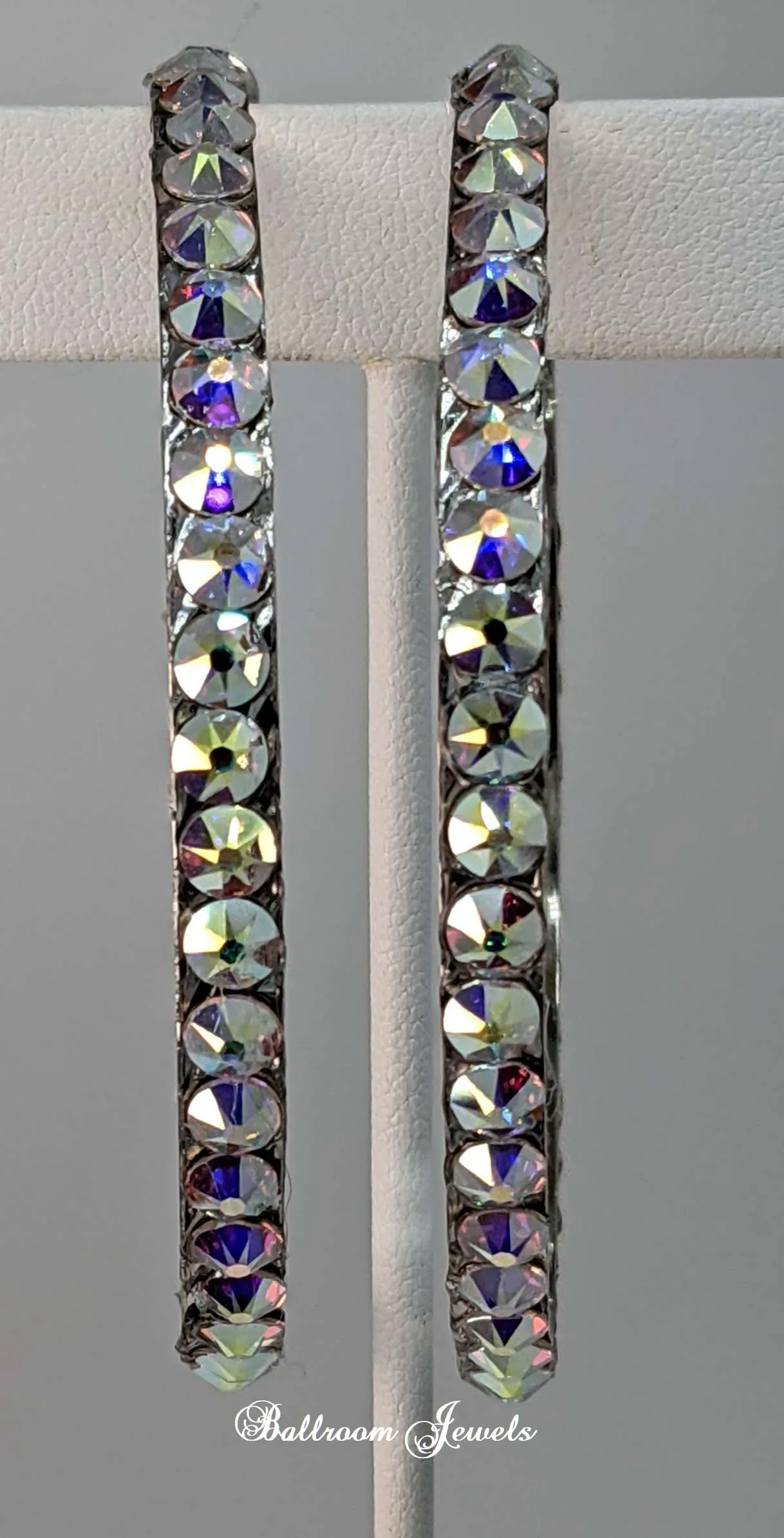 Jumbo Crystal hoop earrings -  aurora borealis crystals