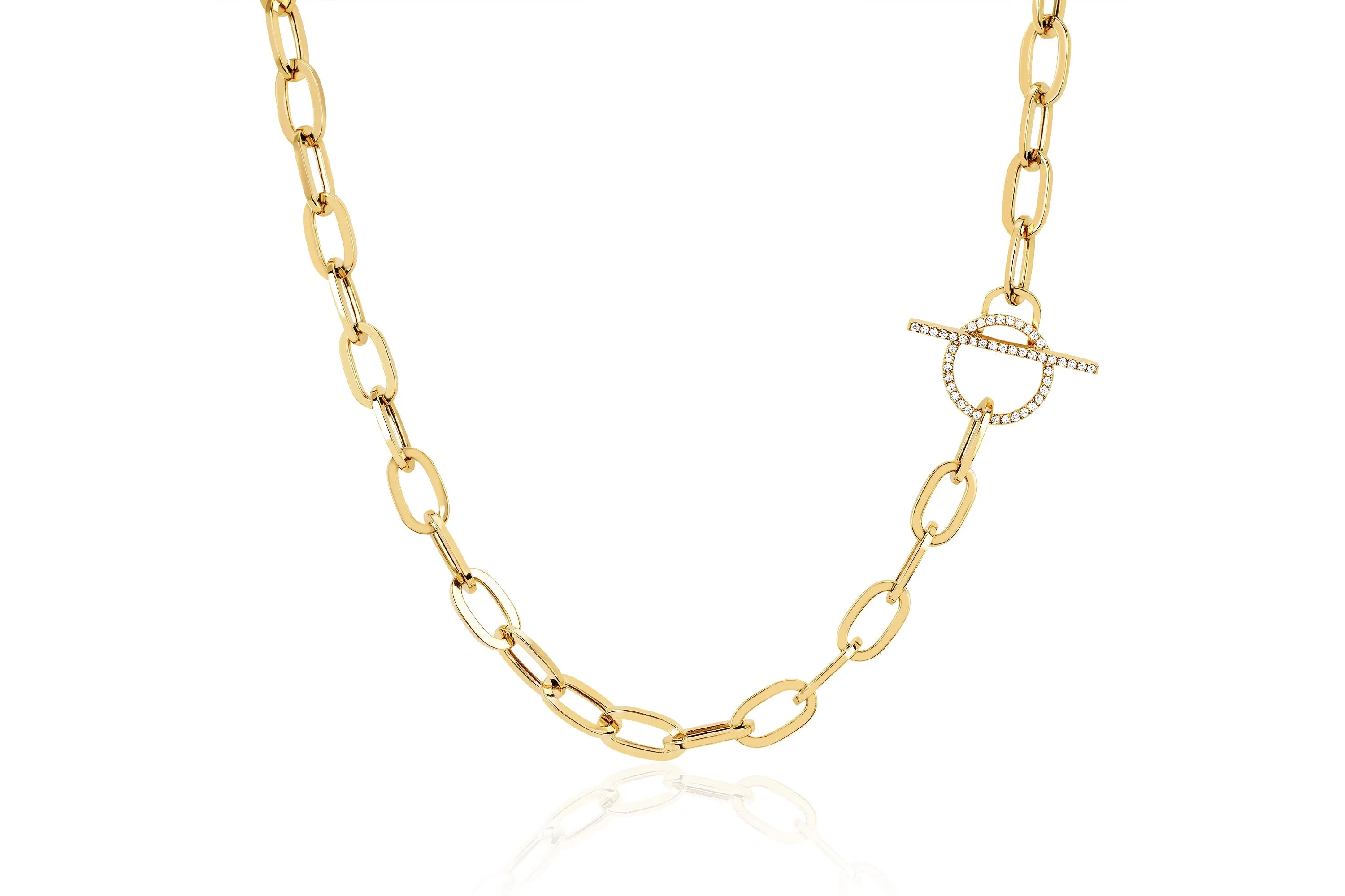 Jumbo Link Chain and Diamond Toggle Necklace