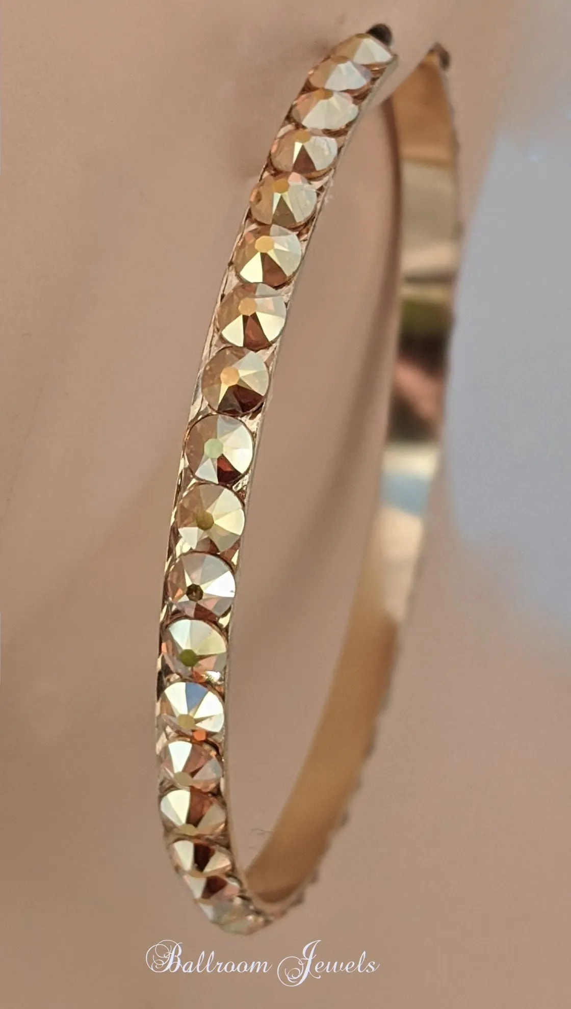 Jumbo narrow crystal hoop earrings - Gold