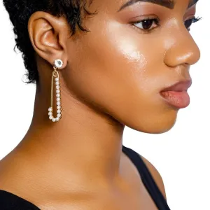 Karli pearl and rhinestone safety pin earrings