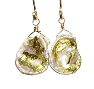 Keishi Pearl 24 kt Gold Leaf Dangle Earrings