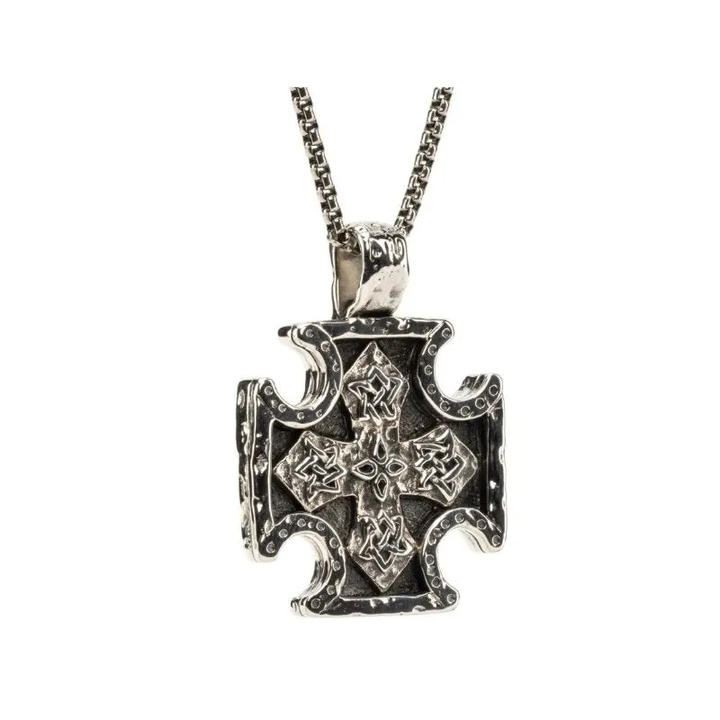 Keith Jack Medium Biker Cross Oxidized Sterling Silver Necklace