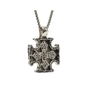 Keith Jack Medium Biker Cross Oxidized Sterling Silver Necklace