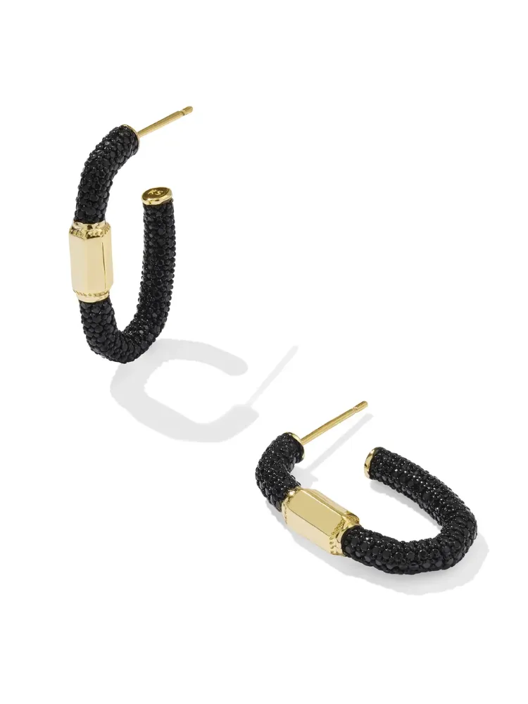 Kendra Scott Emery Hoop - Gold Black Crystal