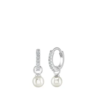 Kids Crystal & Pearl Small Hoop Earrings