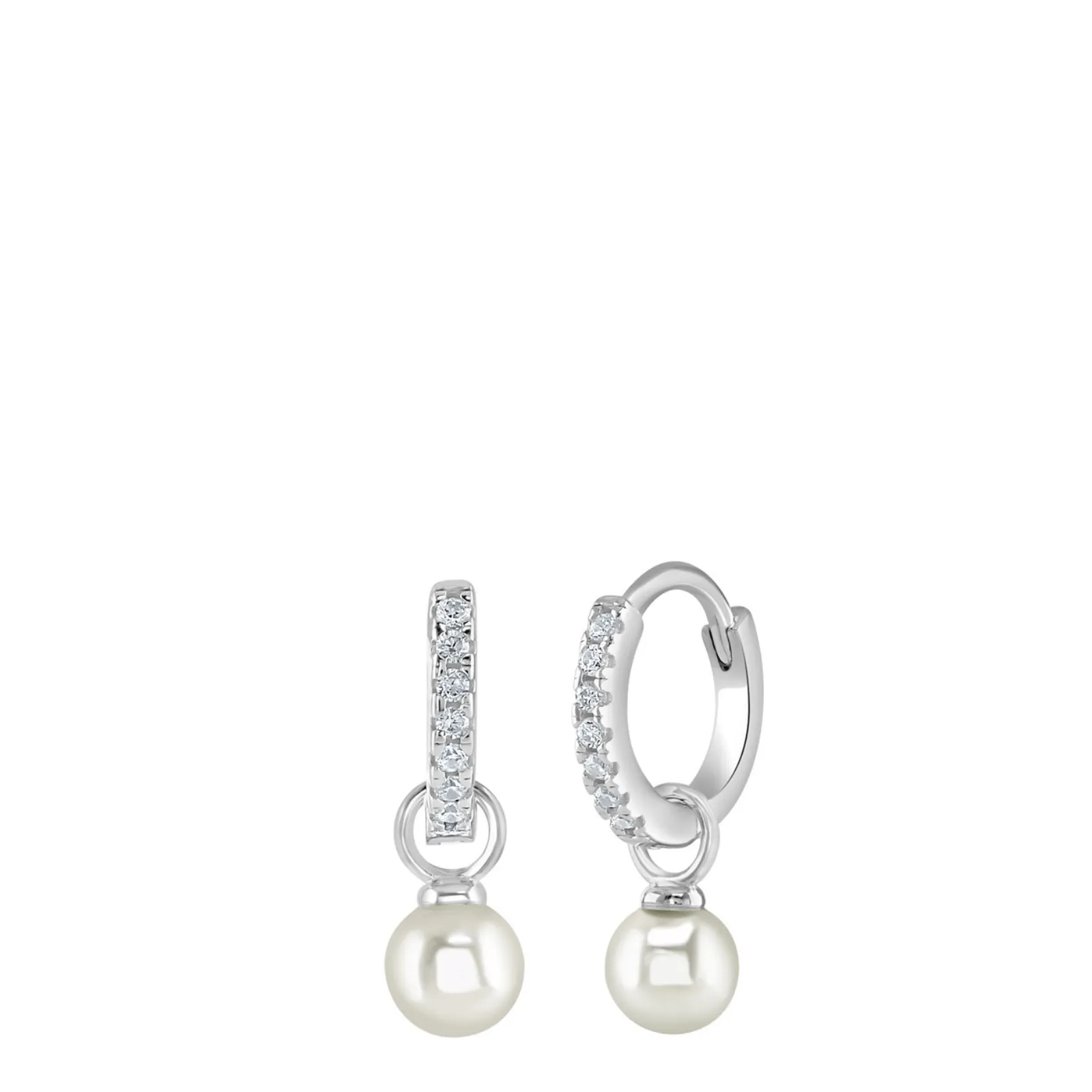 Kids Crystal & Pearl Small Hoop Earrings