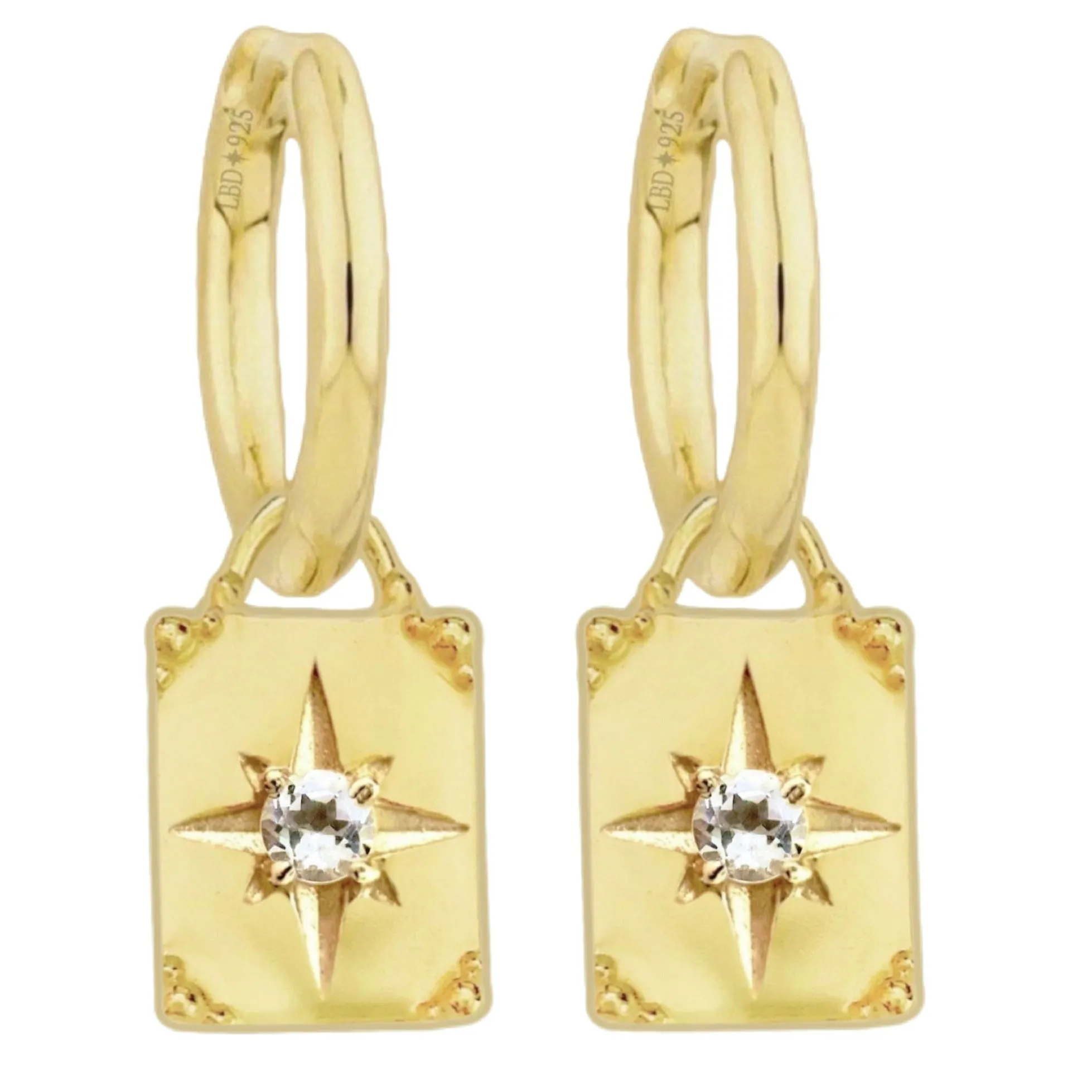 Laihas Celestial Crystal Topaz Gold Hoop Earrings