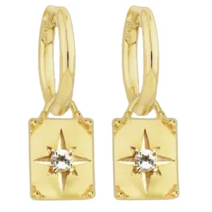 Laihas Celestial Crystal Topaz Gold Hoop Earrings
