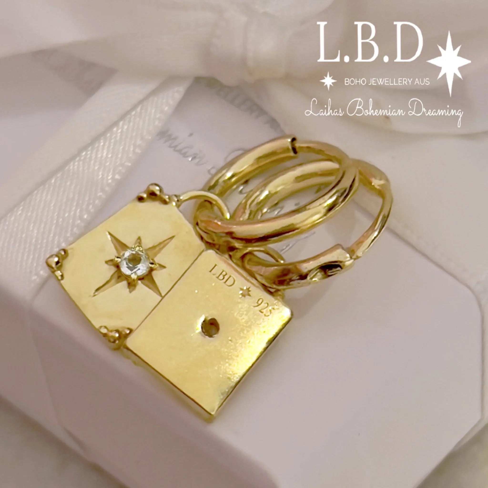 Laihas Celestial Crystal Topaz Gold Hoop Earrings