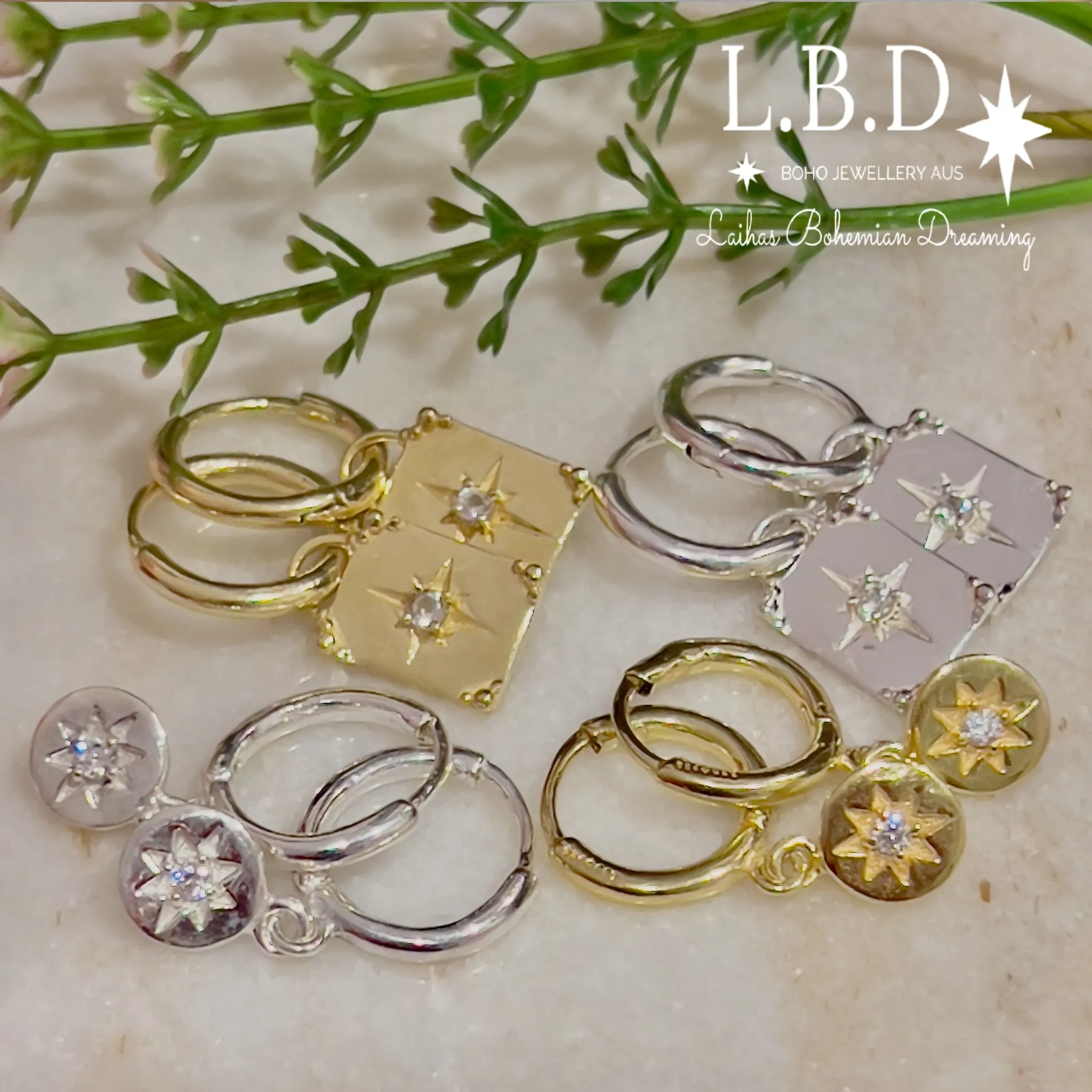 Laihas Celestial Crystal Topaz Gold Hoop Earrings