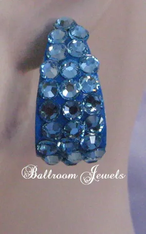 Large crystal wide hoop earrings in Aquamarine