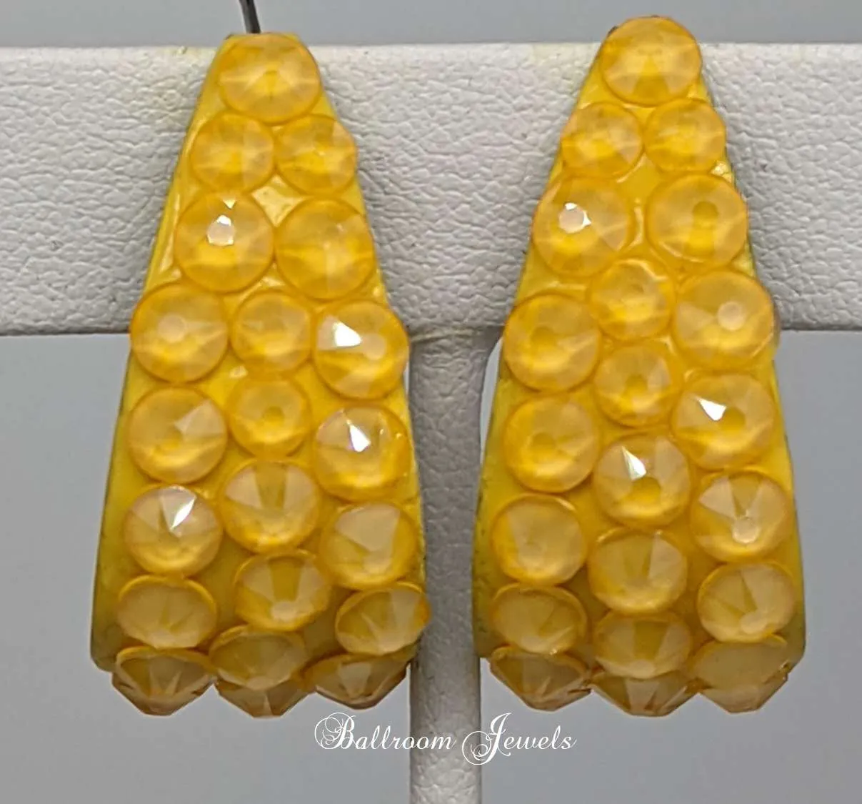 Large wide hoop crystal earrings in Buttercup