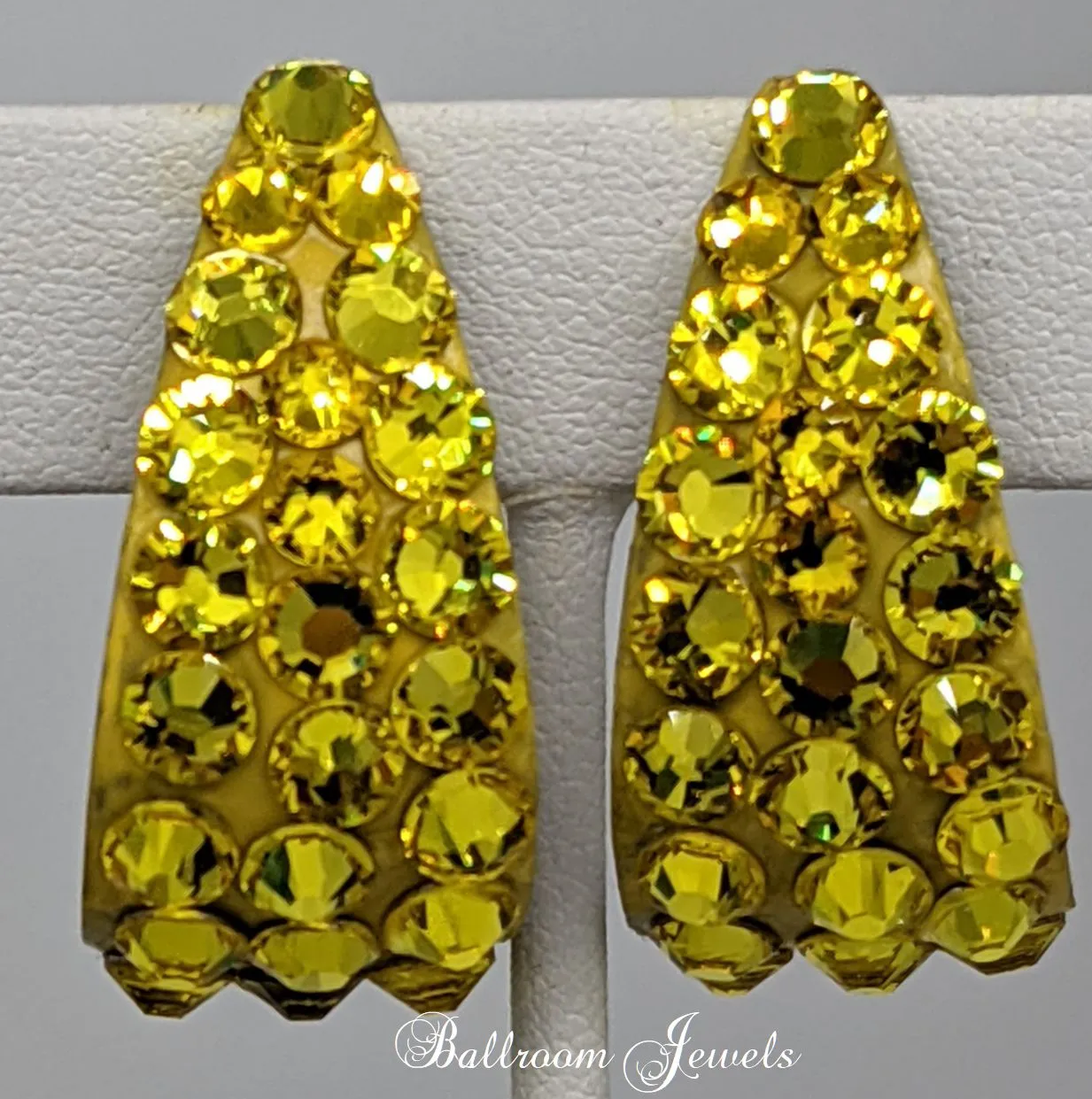 Large wide hoop crystal earrings in Citrine yellow