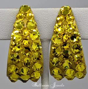 Large wide hoop crystal earrings in Citrine yellow