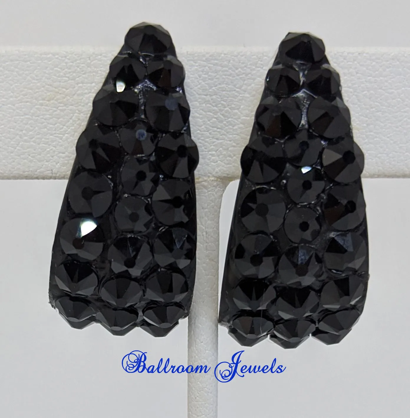 Large wide hoop crystal earrings in Jet Black