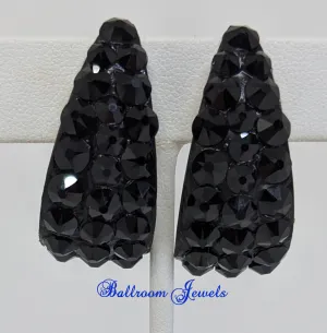 Large wide hoop crystal earrings in Jet Black