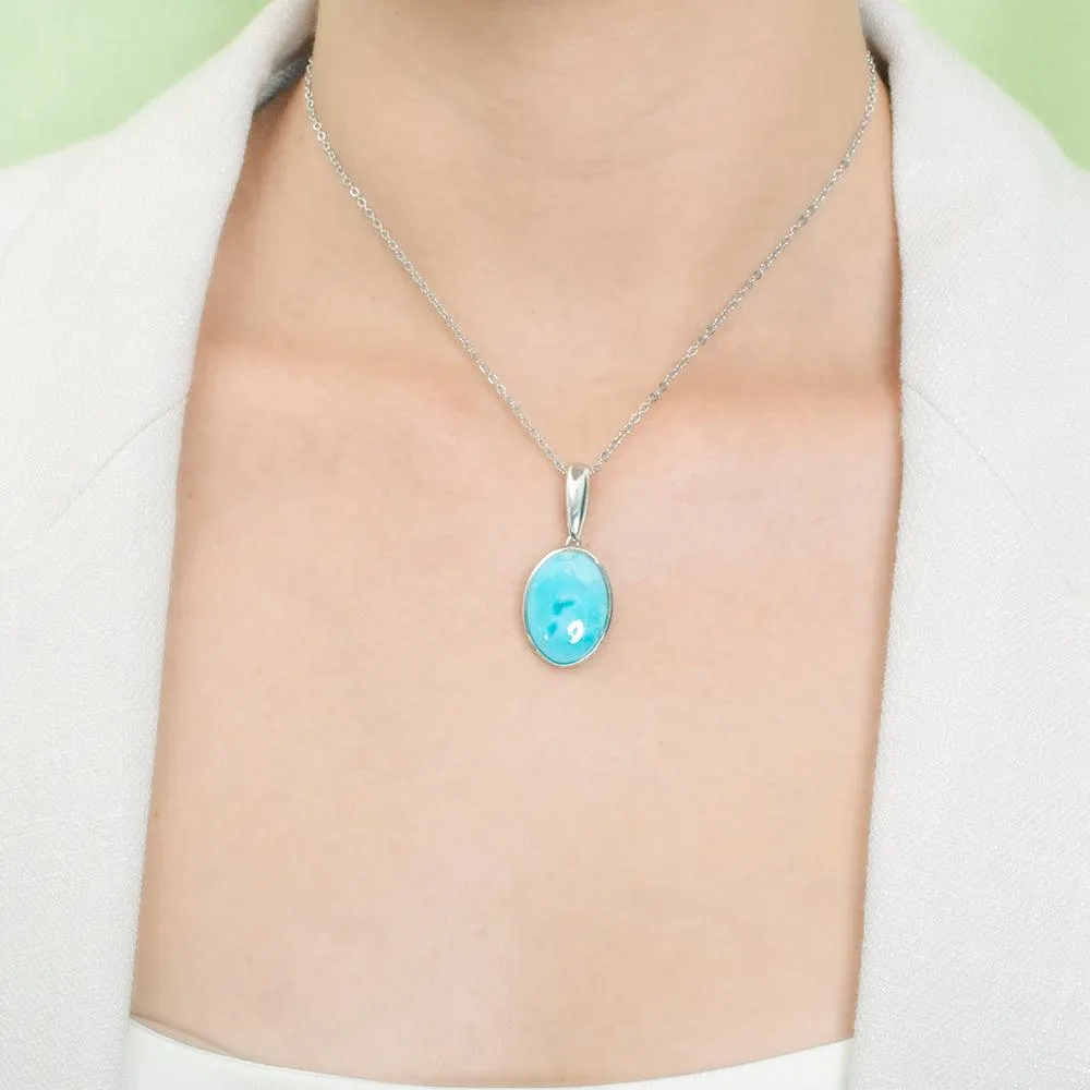 Larimar Full Moon Oval Pendant