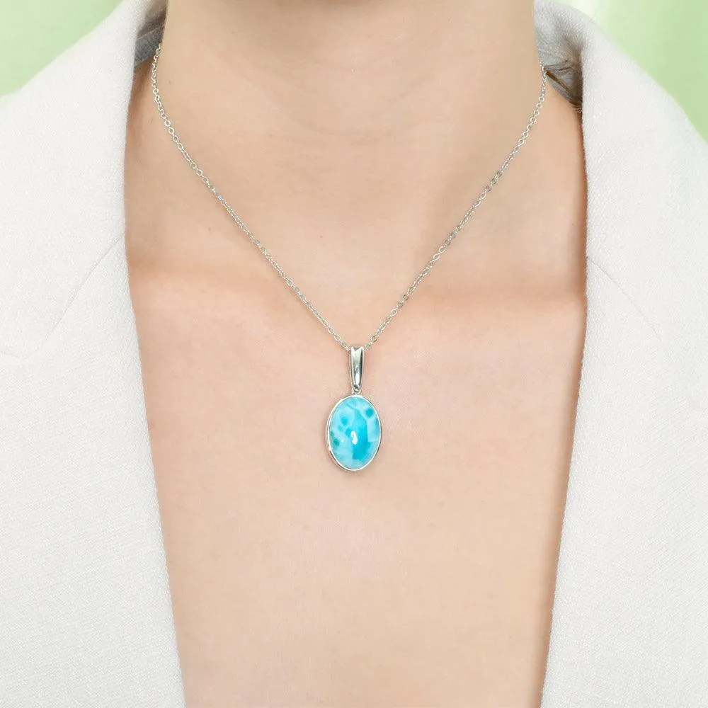 Larimar Full Moon Oval Pendant