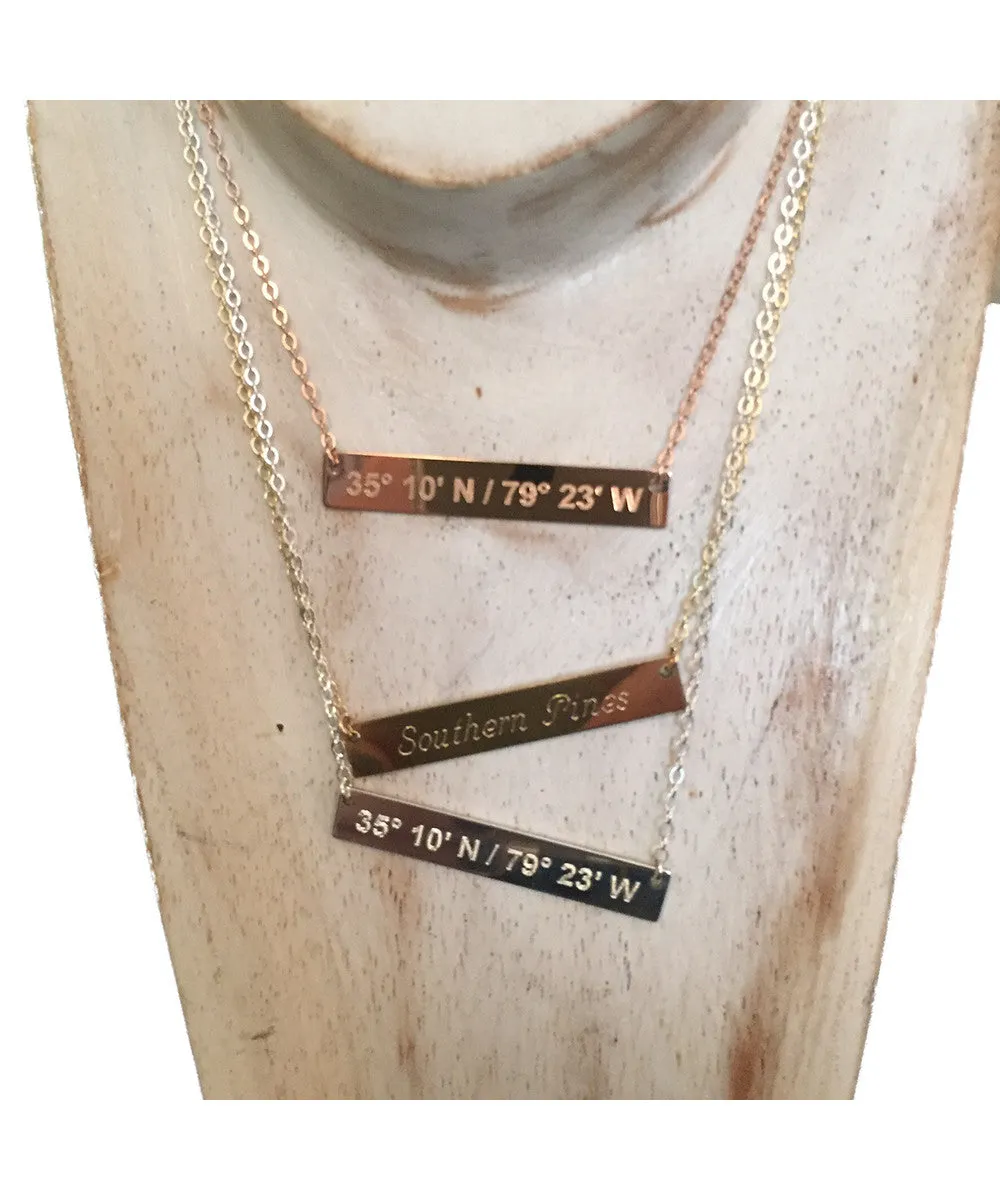 Lat & Lo | Bar Necklace 14k Gold Filled