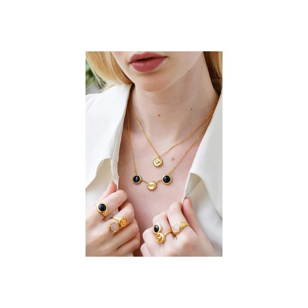 Les Nereides Infinity And Black Onyx Pendant Necklace