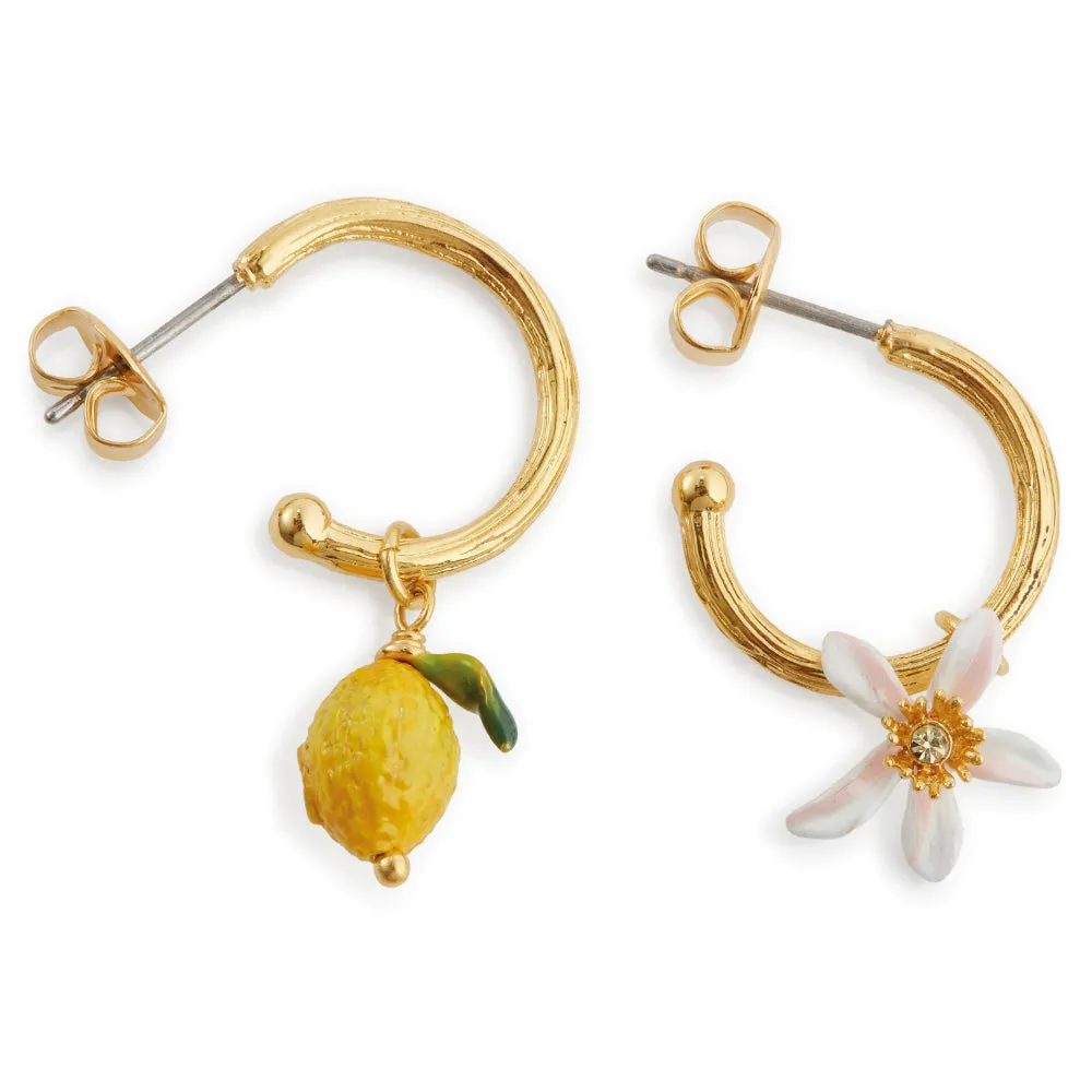 Les Nereides Lemon And Lemon White Blossom Post Hoop Earrings