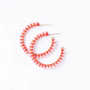 Lillian Crystal Threaded Beads Hoop, Pink | Ink   Alloy
