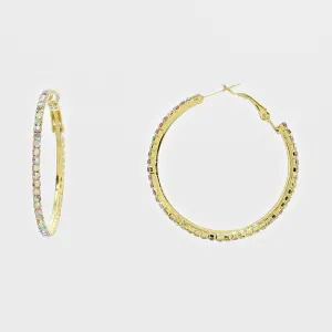Little Girls AB Crystal Gold Hoop Earrings | 1.75" | 269213
